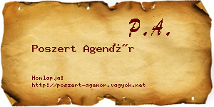 Poszert Agenór névjegykártya